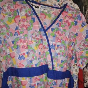 TURTLES scrub Top with ties 1xL